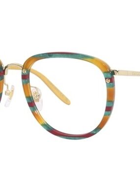 Striped Multicolor Round Eyeglasses - Green, Red, Yellow Prescription Lens